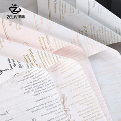 Fresh flower packaging material English printed white pear paper flower bouquet packaging lining paper Korean style flower wrapping paper