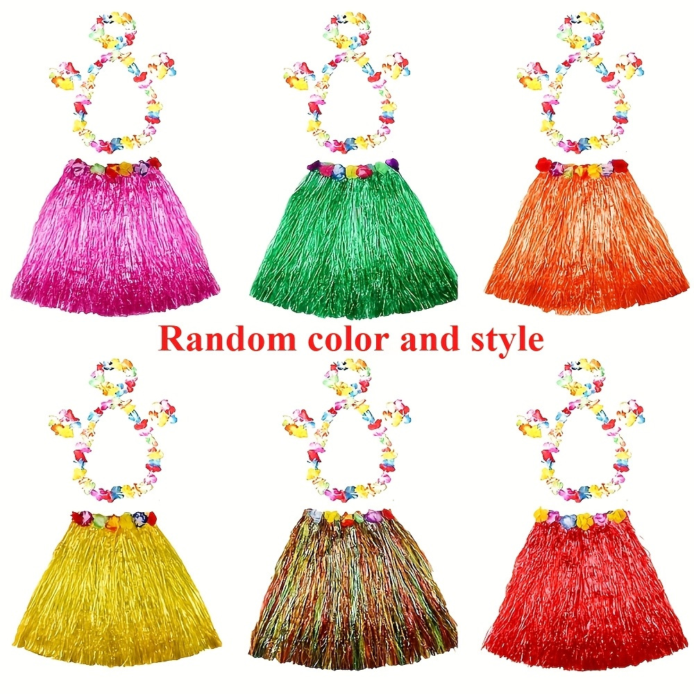 Conjunto de guirnaldas + falda de paja de 40 cm color aleatorio