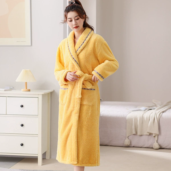 Women's ribbon robe yellow