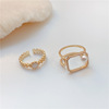 Small design retro one size brand ring from pearl, cat's eye, internet celebrity, micro incrustation, on index finger