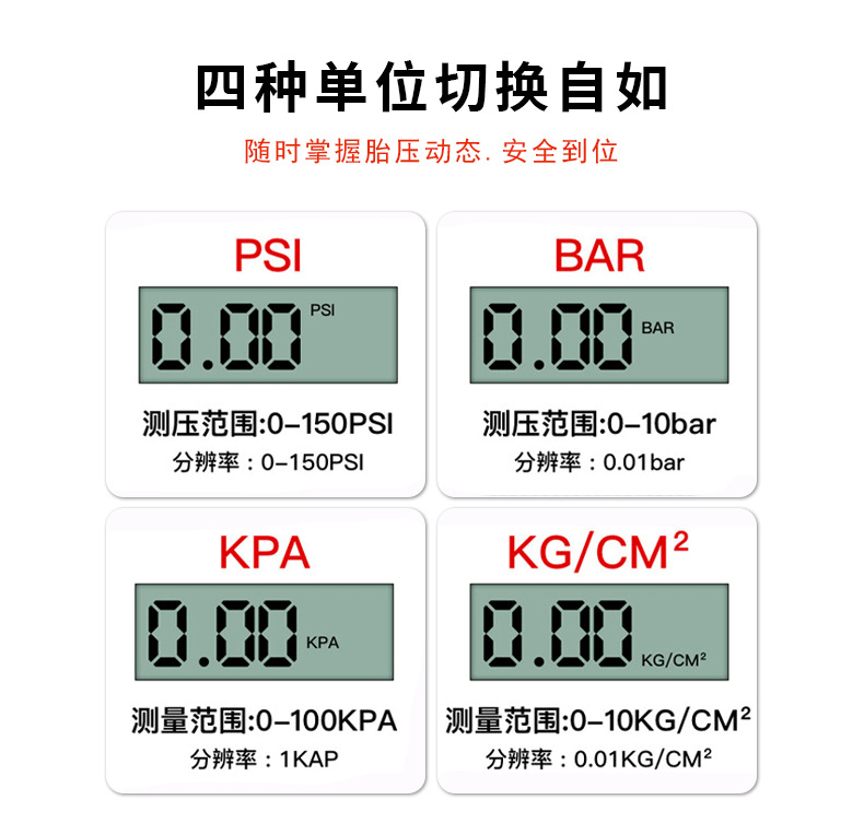Cross-Border High-Precision Mini Digital Tire Pressure Gauge Keychain Barometer Tire Pressure Monitoring Device for Automobiles and Motorcycles