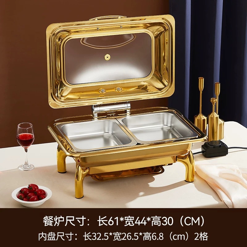 Horno de comedor de aislamiento visual de acero inoxidable chapado en oro, calefacción eléctrica, horno de flip hidráulico, horno de autoservicio de lujo, olla de aislamiento