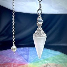 跨境天然水晶六角锥吊坠 紫水晶 粉晶 白水晶欧美瑜伽饰品挂饰