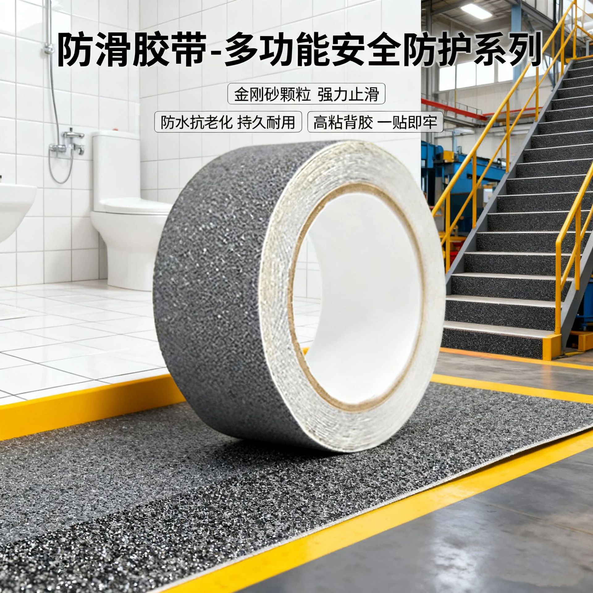 Cinta antideslizante esmerilada, cinta antideslizante de PVC colorida para escalones, cinta impermeable para pisos exteriores, cinta antideslizante colorida