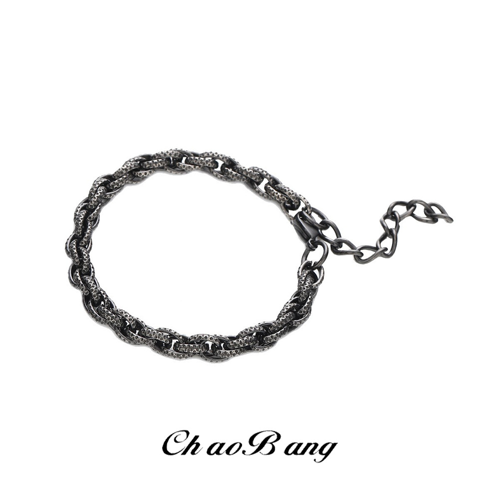 Black Snake Pattern Twist Bracelet for Men, Non-Fading, Fashionable and Personalized Trendy Jewelry for Women, High-End and Versatile Jewelry Wholesale