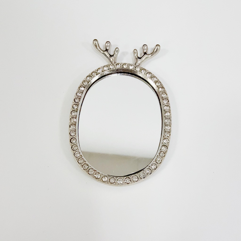 Deer antler mirror, silver (with adhesive backing)
