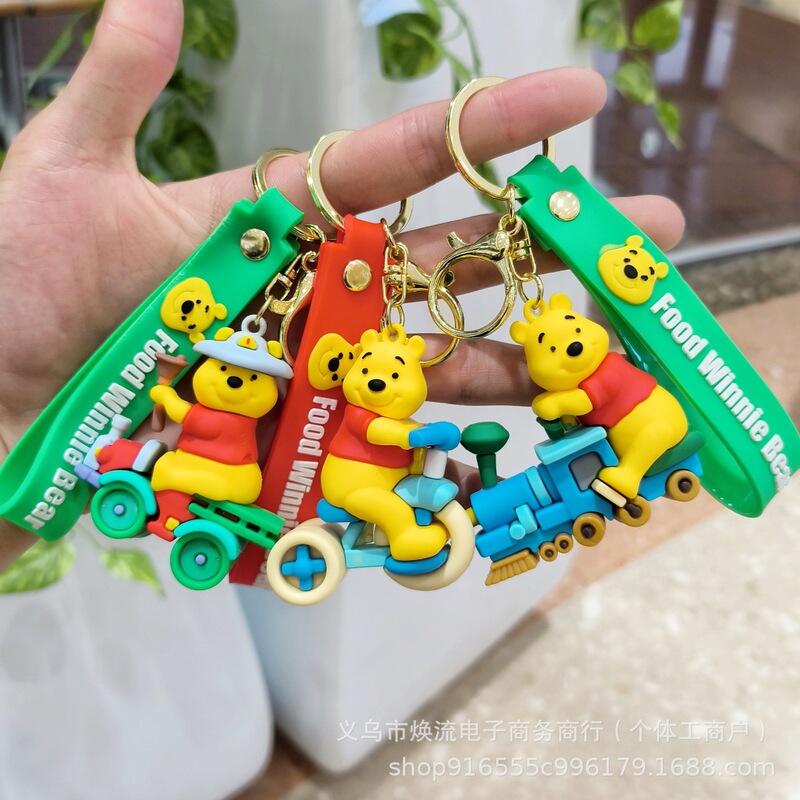 New Cartoon Pooh bear key cute baseball Pooh three-dimensional doll pendant car ornaments activity small gift