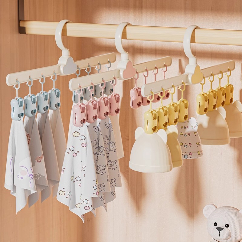 Baby Sock Drying Rack, Children's Clothes Hanger, Household Clothes Rack for Balcony, Newborn Multi-Clip Rack for Storage