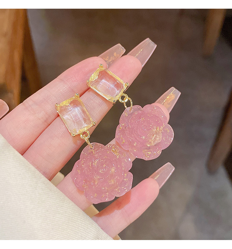 Fashion Flower Resin Zircon Earrings 1 Pair display picture 2