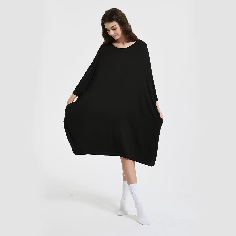 亚马逊欧美长款素色T恤春夏居家休闲宽松女士短袖T恤休闲百搭