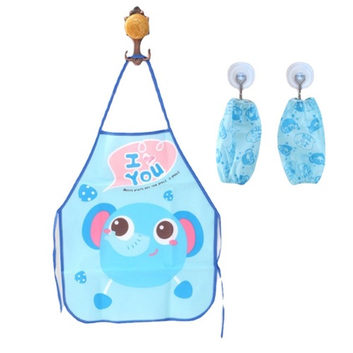 Cartoon children's apron painting waterproof painting sleeves 3-6 years old kindergarten baby EVA eating apron set