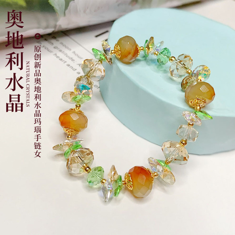 小额批发原创新品奥地利水晶玛瑙手链女时尚气质韩式礼品一件代发
