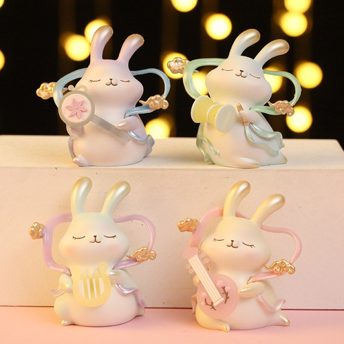 Flying Rabbit Blind Box Hand Figure Fashionable Blind Cute Flying Jade Rabbit Ornament Resin Craft Mid-Autumn Festival New Year Gift