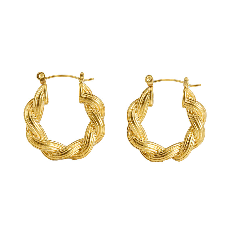 Pendientes de Acero de Titanio con Diseño en Espiral, Estilo Geométrico, Chapados en Oro de 18K, para Mujer, Venta al por Mayor