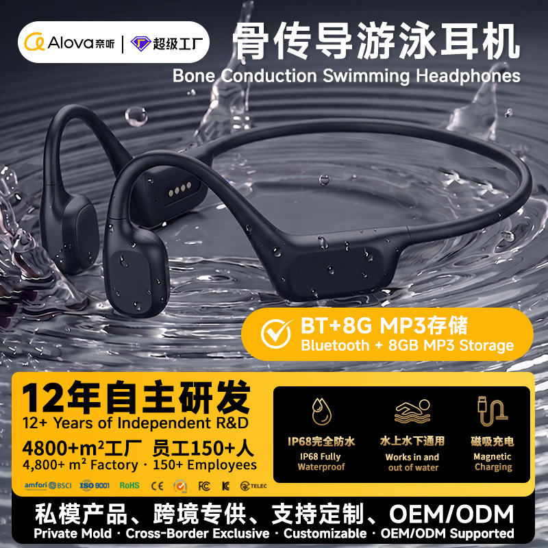 New Cross-Border Bone Conduction Bluetooth Headphones, Waterproof for Swimming, with Built-In Memory, Senna Non-In-Ear Hanging-Style Swimming Headphones New Cross-Border Bone Conduction Bluetooth Headphones, Waterproof for Swimming, with Built-In Memory, Senna Non-In-Ear Hanging-Style Swimming Headphones