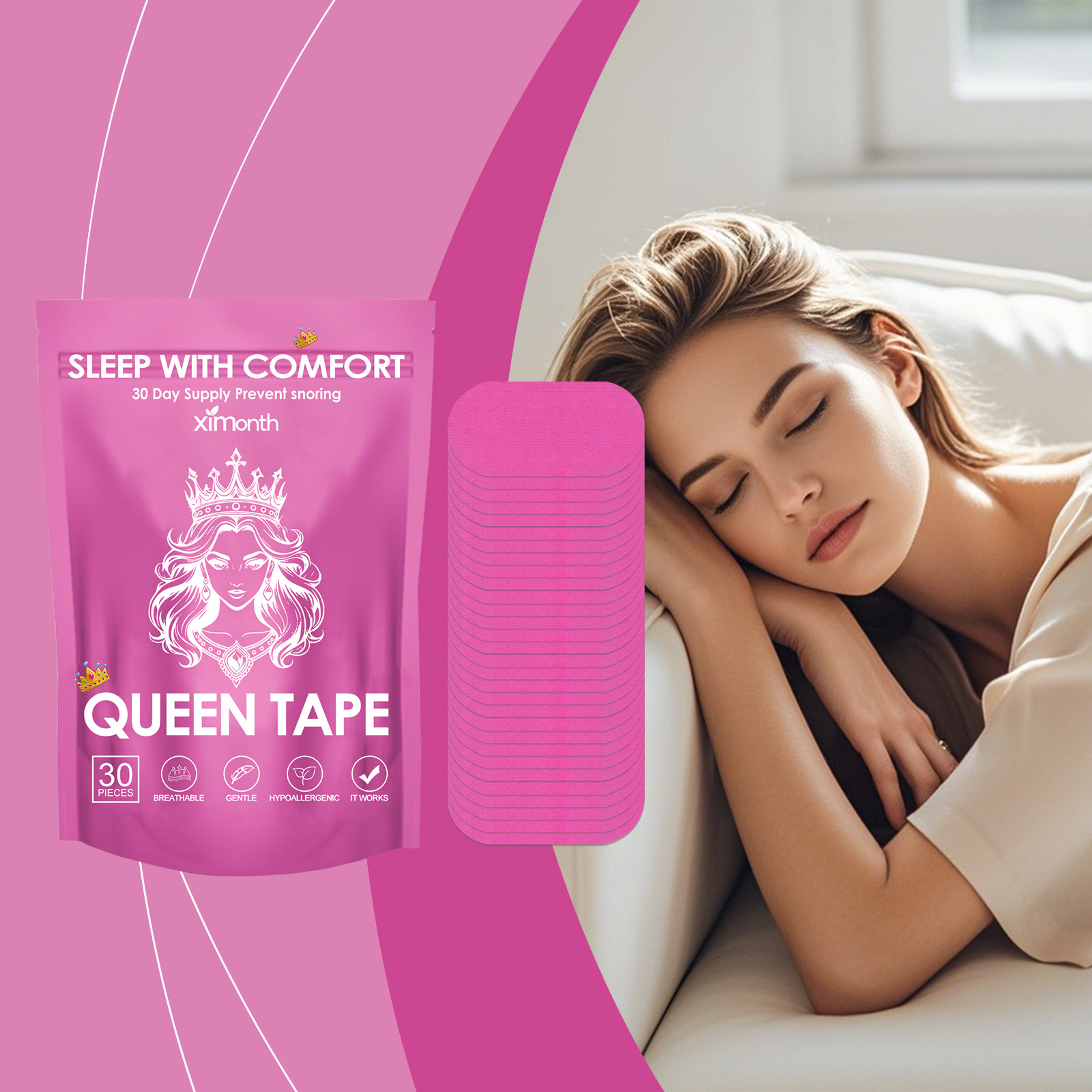Ximonth Anti-Snoring Sleep Patch Gentle Nighttime Sleep Care Patch to Relieve Dry Mouth and Nasal Discomfort