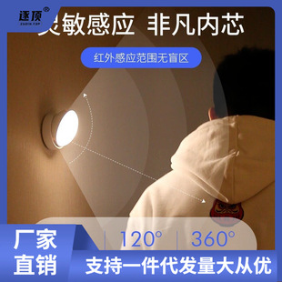 Led Rechargeable Human Body Sensor Lamp Household Energy-Saving Night Light Bedroom Sound and Light Control Unplugged Corridor Light Bathroom