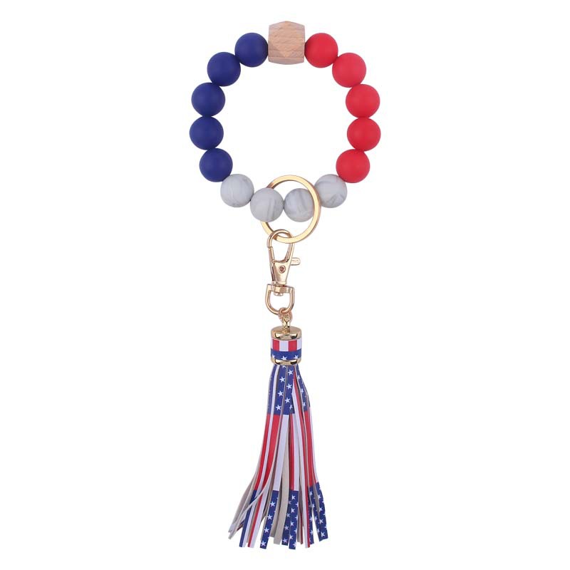 Creativo nuevo cuero pu borla colgante llavero silicona muñeca leopardo silicona pulsera llavero