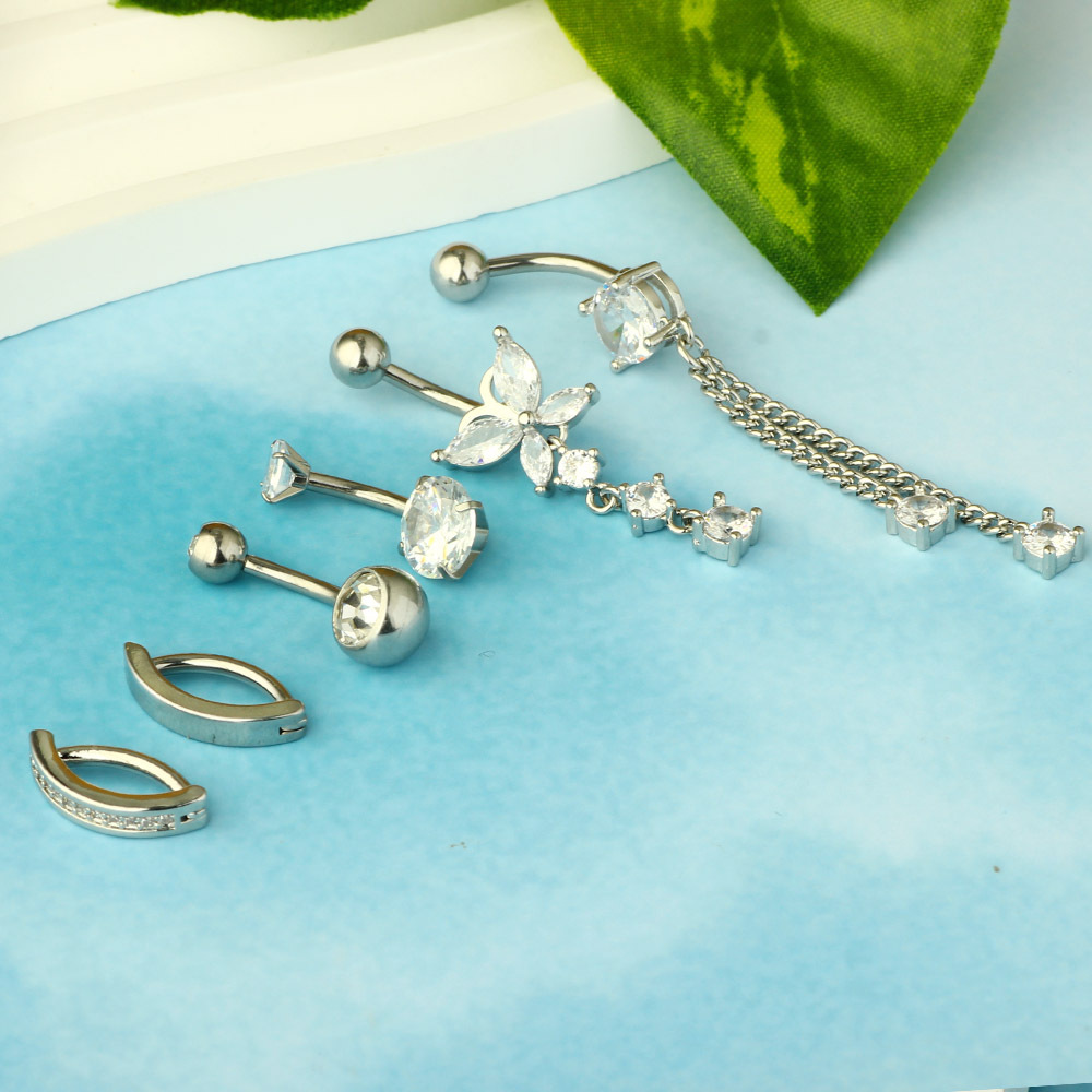 Belly Ring Classification 1 Piece, 1 Set Quantity 1 Piece 1 Set Belly Rings Simple Style Heart Shape 304 Stainless Steel Inlay Zircon