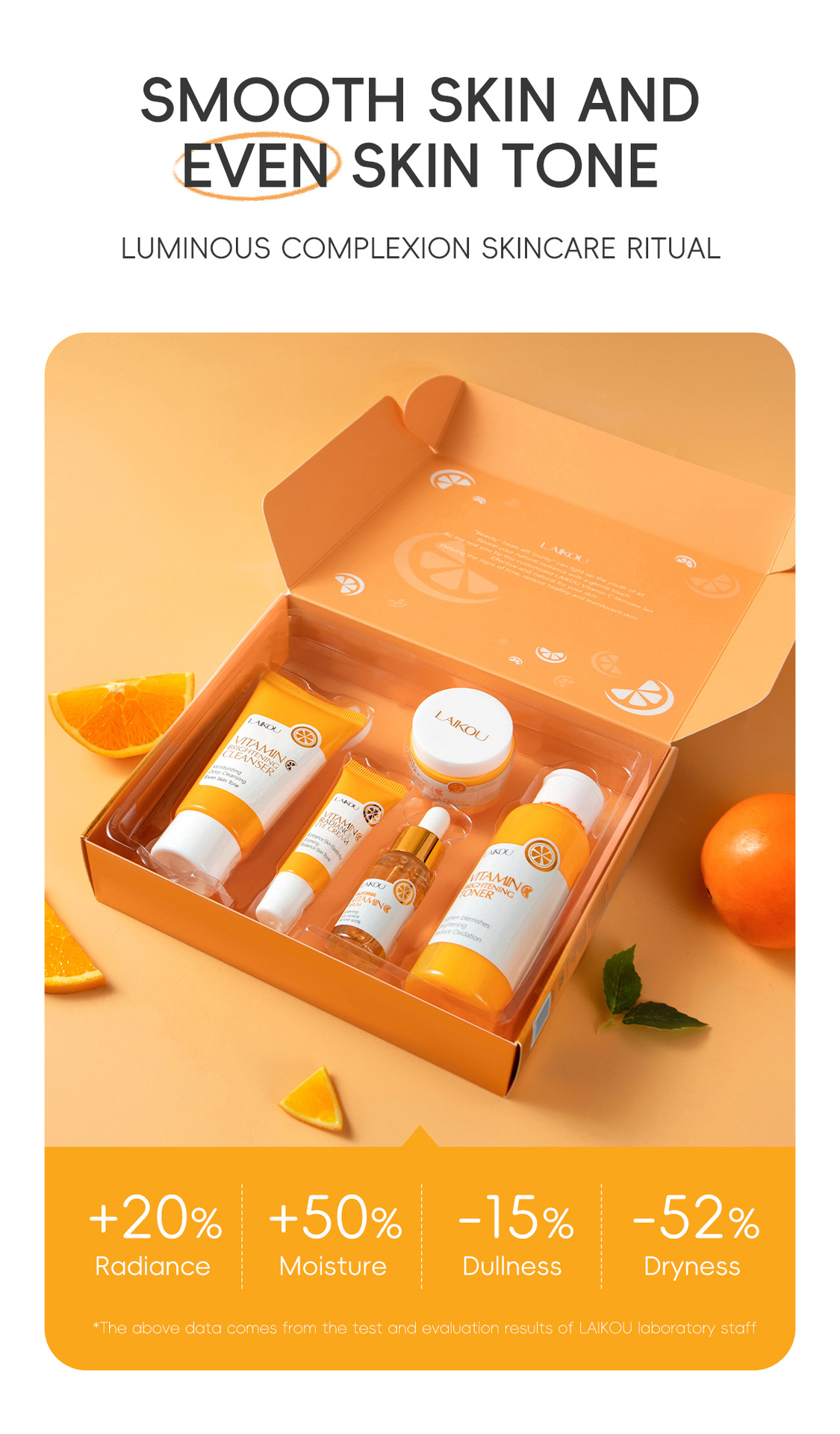 Cross-border LAIKOU Vitamin C series skin care set 5-piece set Hydrating facial care set wholesale manufacturer in stock undefined