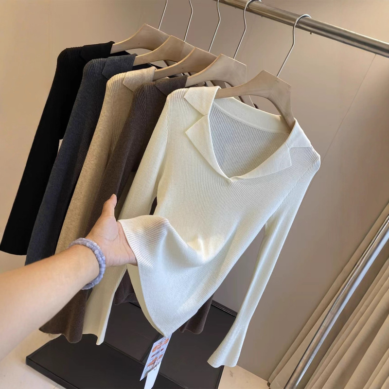 Machine Washable Wool! Early Autumn Antibacterial Self-Heating Lapel Soft and Comfortable Long-Sleeved Bottoming Knitwear