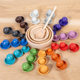 Montessori Wooden 12 Color Rainbow Ball Color Classification Enlightenment Teaching Aids Building Blocks Clip Beads Desktop Baby Game Toys