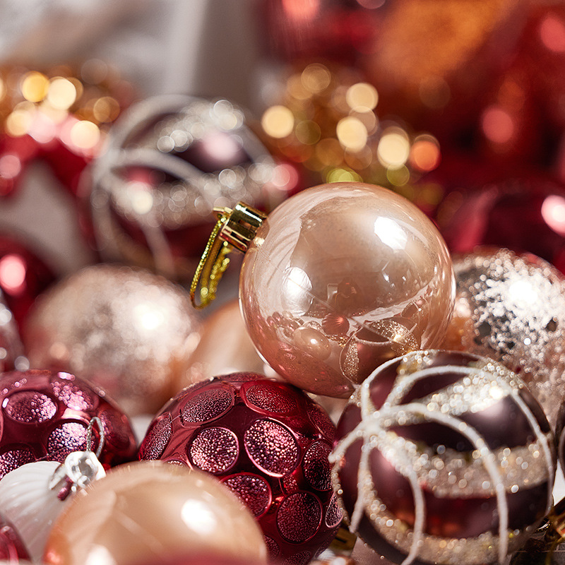 Bolas de Navidad rojas, bolas de Navidad, bolas de color, bolas de Navidad, adornos de Navidad, colgantes, adornos de árbol de Navidad
