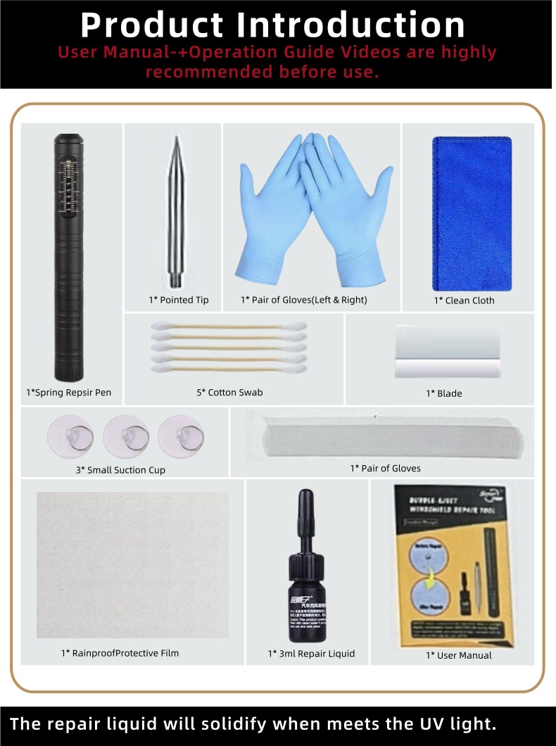 Blue Scorpion Car Windshield Crack Repair Fluid Tool Set Glass Scratch Quick Repair Restorer
