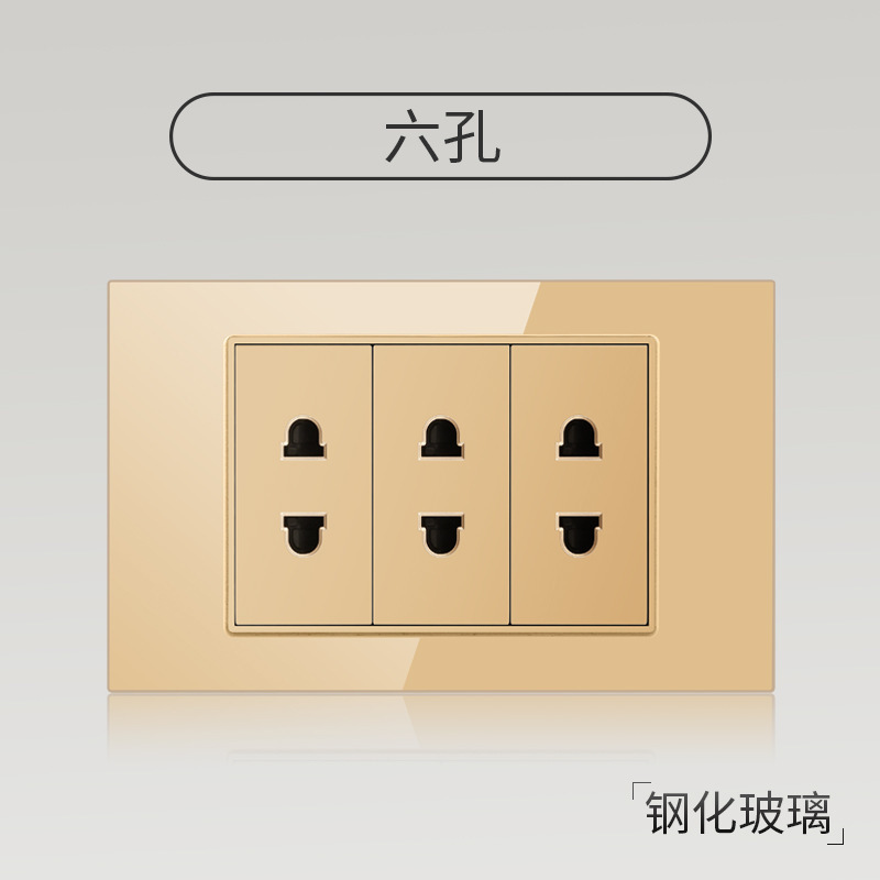Taiwán estilo americano USB tipo-C interruptor de vidrio temperado dorado 118 tipo panel de toma de corriente de pared mexicana