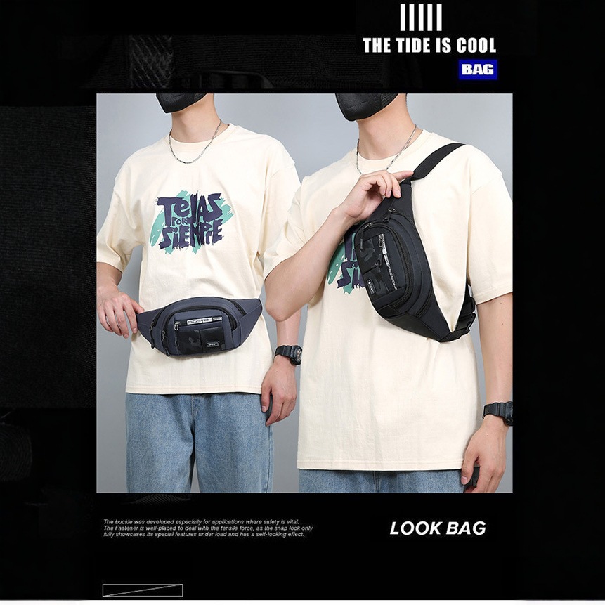 Bolsa de cintura para hombres ligera y casual para hombres con teléfonos móviles multifuncional para uso seco bolso de cintura resistente al desgaste anti-spersión bolso de mochila