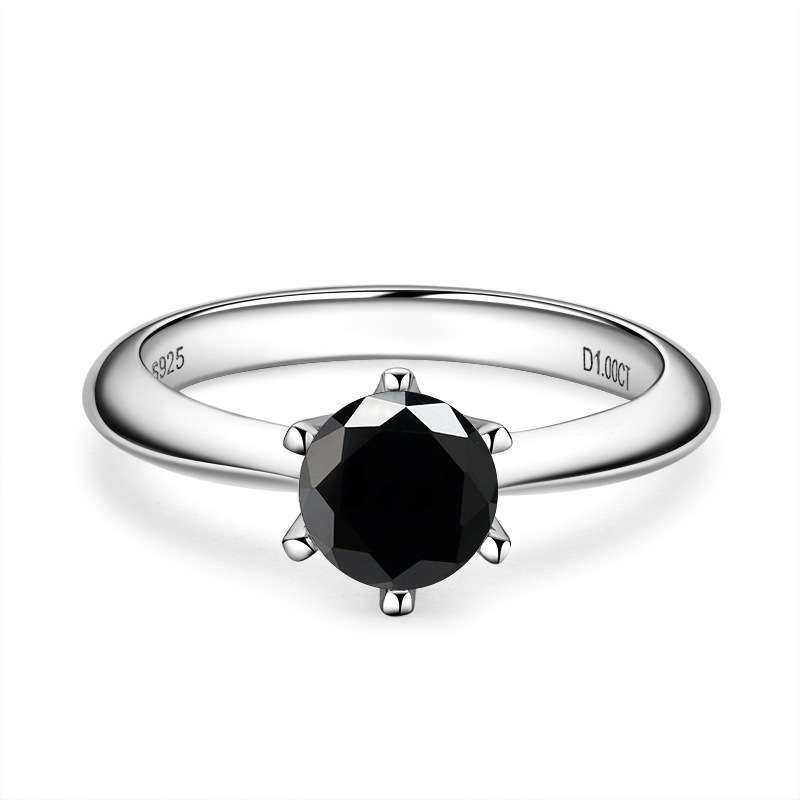 Anillo de piedra de mosaico de color D clásico de seis garras 1 quilate S925 plata esterlina chapado en oro de 18 quilates anillo de piedra de mosaico mujer