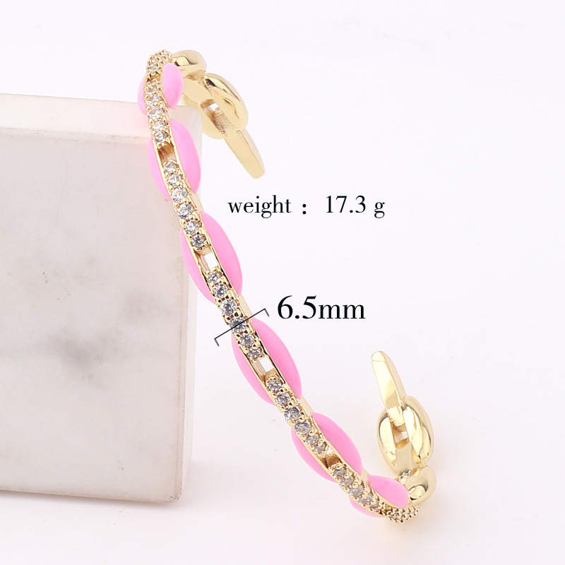 Fashion Geometric Copper Bracelets Stoving Varnish Zircon Copper Bracelets