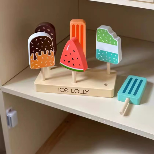 Direct selling new ins style children's wooden simulation ice cream set toys girls play house birthday gift toys