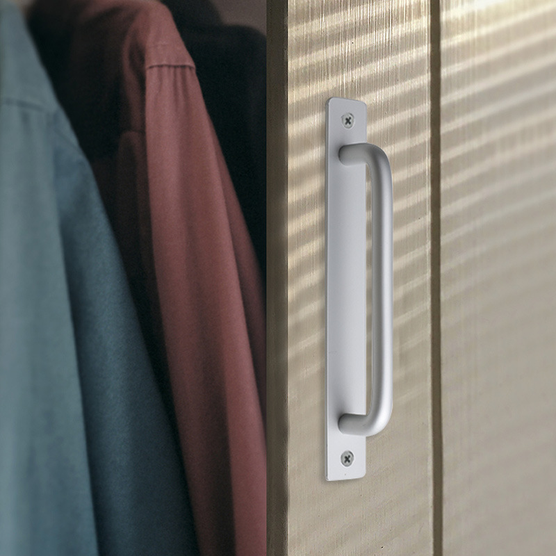 Matte aluminum alloy door handle Black space aluminum surface mounted door handle Simple punch-free door handle