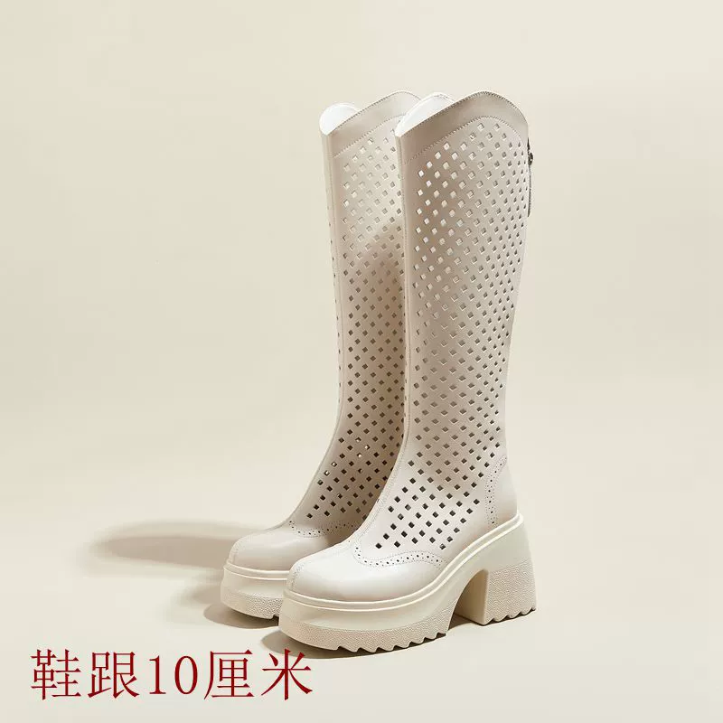 Сандалии, длинные сапоги, удлиняющие сапоги для женщин, новинка 2024, сапоги выше колена, весенне-летние рыцарские сапоги на высоком каблуке, тонкие толстые подошвы