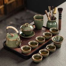 哥窑功夫茶具套装家用高档整套陶瓷茶壶会客泡茶轻奢中式茶杯