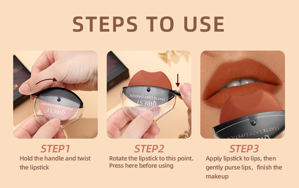 QIBEST Lazy Lip Lipstick is not easy to fade, has a long-lasting matte finish, and does not stick to the rim of the cup. Wholesale undefined