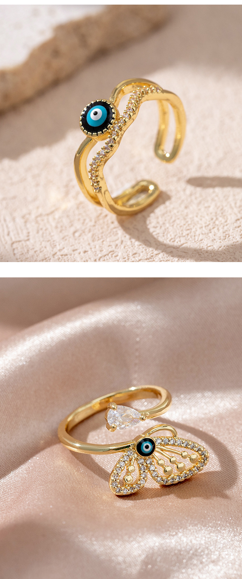 Fashion Geometric Copper Plating Zircon Rings 1 Piece