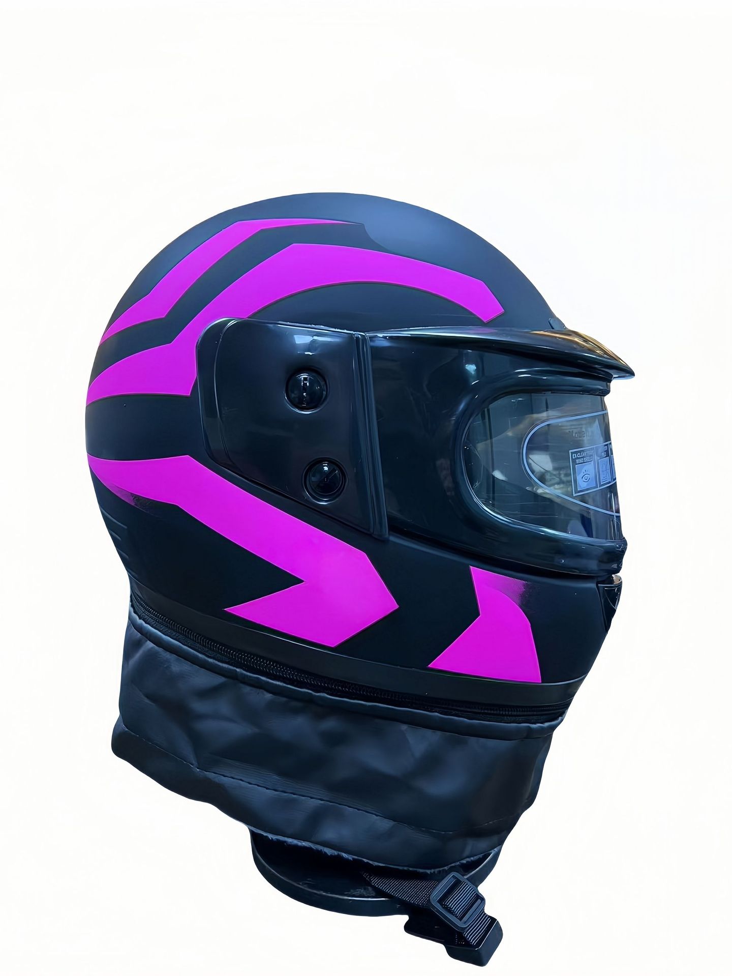 Universal Warm Helmet Detachable Neck Electric Motorcycle Safety Helmet Windproof Fogproof (Motosiklet kaskı (dəbilqə)) - black