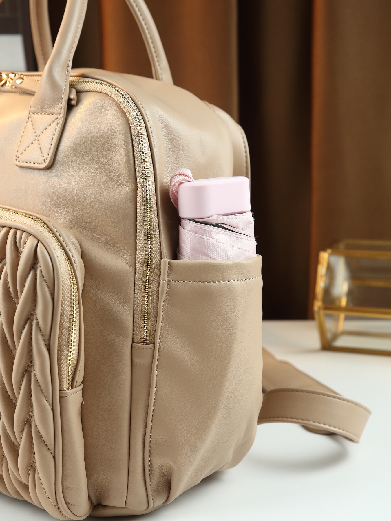 Retro-Rucksack im einfarbigen, gewebten Design – vielseitige, lässige Reise- und Wickeltasche für Damen_voghion.com