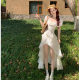 Bubble Sleeve Fishtail dress Women's Summer French Pure Desire Chiffon Fairy Irregular Waist Seaside Holiday Dress