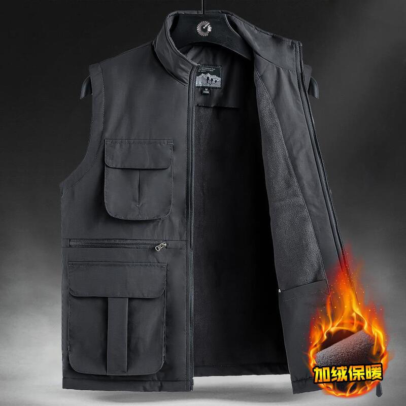 Fleece Vest Men's Winter Outdoor Fleece-lined Thickened Loose Large Size Vest Multi-pocket Warm Vest Men's Jacket Fleece Vest Men's Winter Outdoor Fleece-lined Thickened Loose Large Size Vest Multi-pocket Warm Vest Men's Jacket