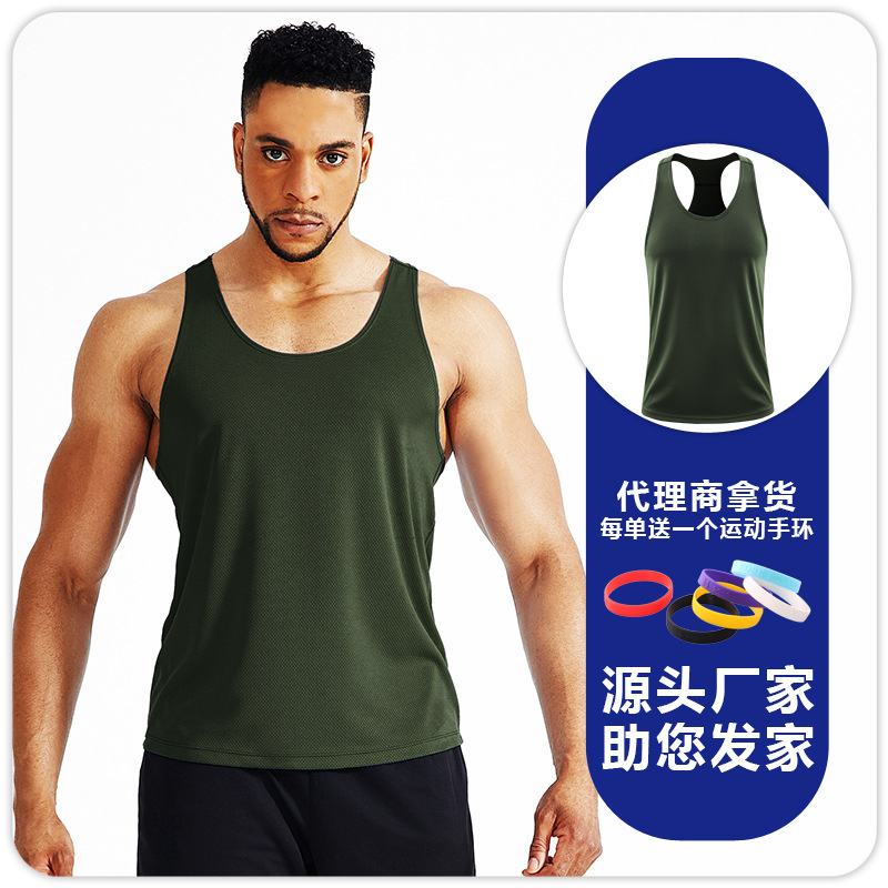 Chaleco de fitness entrenamiento muscular de los hombres sueltos en forma de I deportes delgados culturismo ropa casual chaleco sin mangas más Chaleco de tamaño