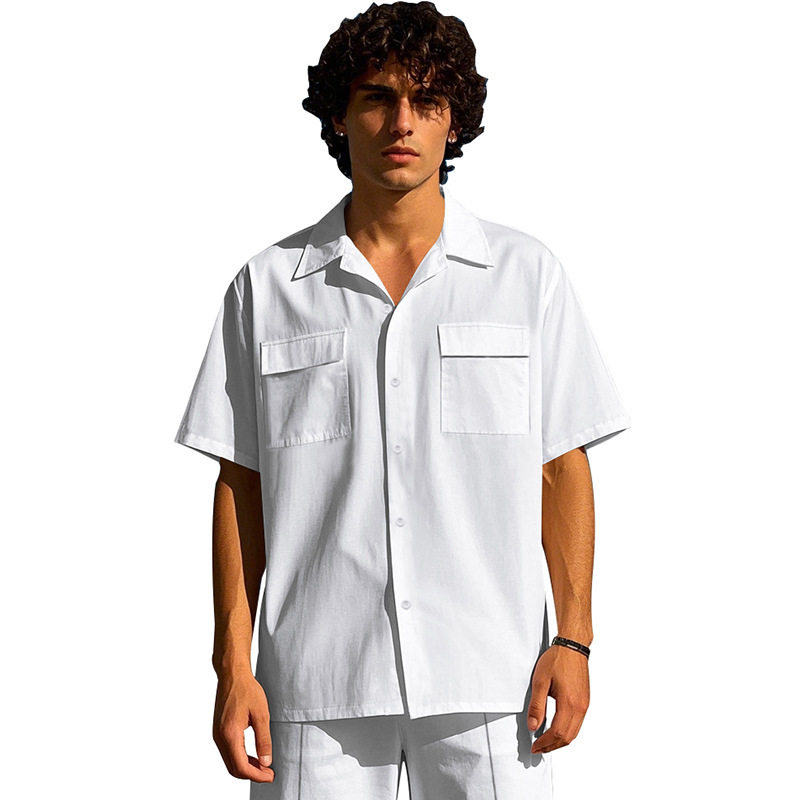 Men's Clothing Men's Light Luxury Casual Hawaiian Short Sleeved Shirt Shorts Set Summer Thin Workwear Loose Fit_viptrois.com
