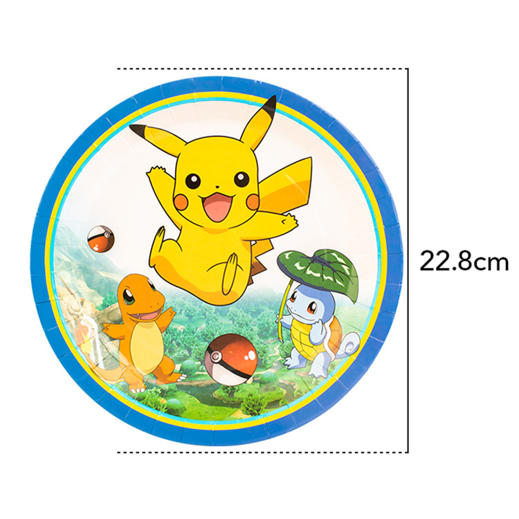 Dibujos animados Pikachu traje fiesta de cumpleaños para niños Festival Pikachu triángulo bandera Placa de papel decoración del partido