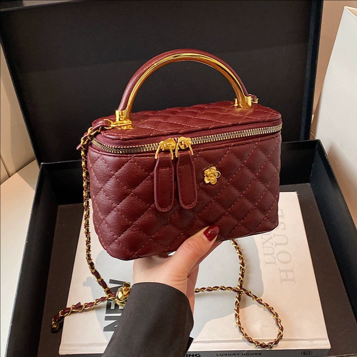 Женские сумки через плечо 2025, новый стиль, маленькая ароматная сумка-коробка с ромбовидной цепочкой, высококачественная сумка через плечо