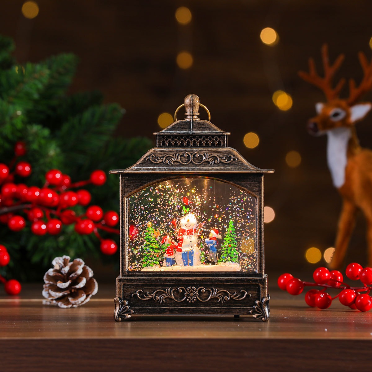 Nueva música de Navidad nieve inyección de agua TV lámpara de noche lámpara de aceite lámpara de caballo decoración de regalos image 32