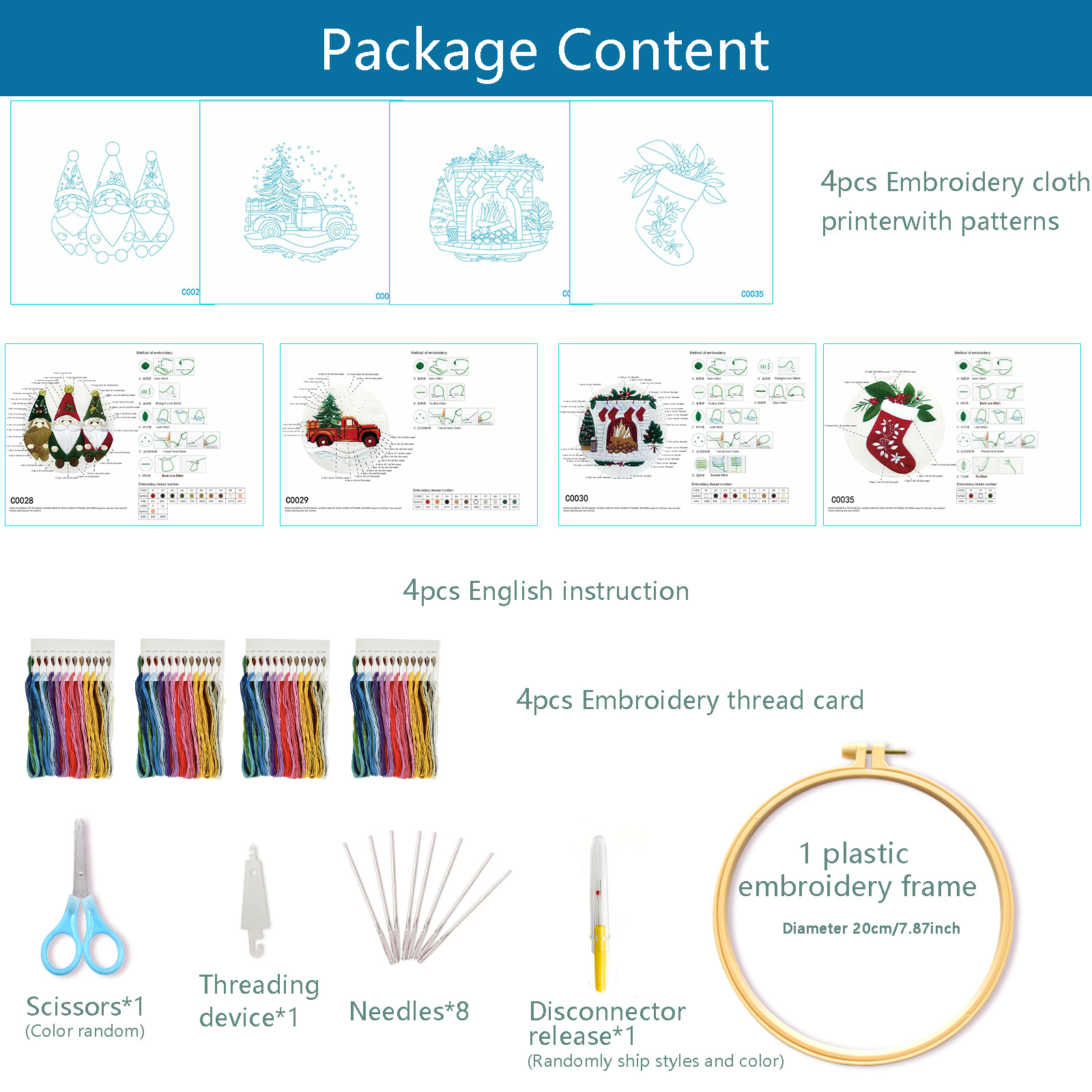 Explosiones transfronterizas de regalos de Navidad decoraciones de Navidad serie tres algodón de alta calidad bordado material manual paquete al por mayor