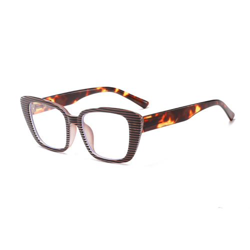 2024 New Retro Striped Frame Anti-Blue Light Flat Mirror European and American Street Photography Cat Eye No-Makeup Glasses Frame BL903