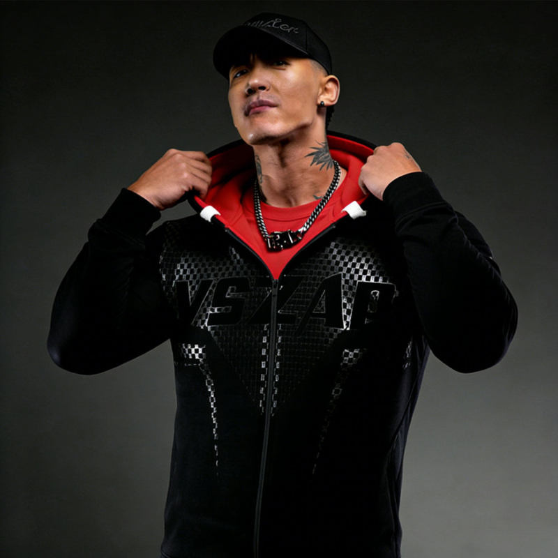 Vszap American-Style Three-Dimensional Sequin Hooded Sweatshirt for Men, Black Zip-Up Jacket, Venom-Style Training Sports Coat